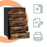 thumbnail of Relaxdays Rollcontainer, 5 Schubladen, HxBxT: 69 x 40 x 40 cm, Aktenschrank auf Rollen, Bürocontainer, schwarz/braun