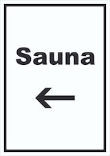 thumbnail of Sauna Schild mit Text und Richtungspfeil links Erholung Entspannung hochkant A1 (594x841mm)