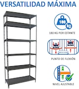 thumbnail of SimonRack Estantería Metálica, 2500x800x300 mm, 6 Alturas, Bandeja Metal, 180 kg de Punto Flexión, Antracita - Simonclick