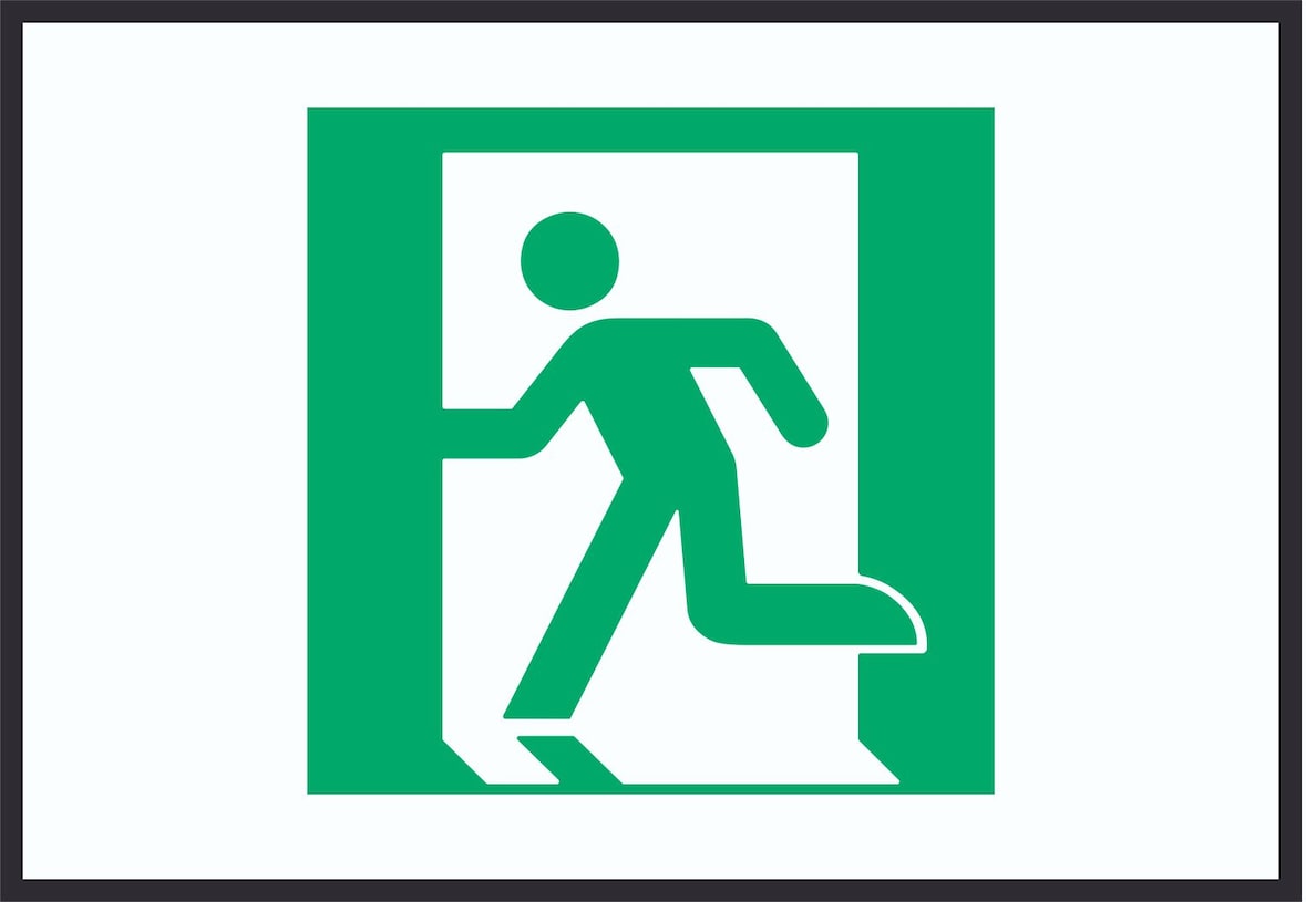Rettungsweg links Symbol A3 Rückseite selbstklebend Schild