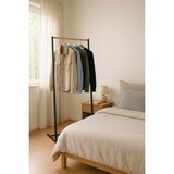 thumbnail of Perchero minimalista de metal y madera – 50 × 40 × 160 cm – Negro