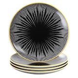 thumbnail of Intirilife 4x Porzellan Teller Muster Gestreift - Schwarz Weiß - Durchmesser 15.3 cm - Frühstücksteller Dessertteller Servierteller