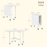 thumbnail of HOMCOM mesa plegable de comedor para 4-6 personas mesa de comedor plegable con ruedas y alas abatibles mesa abatible para cocina 120x80x73 cm blanco
