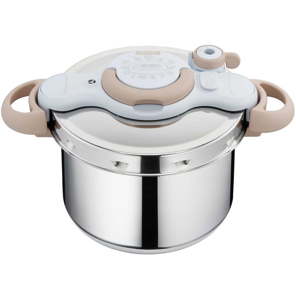 Cocotte Clipso minut'eco respect inox 6 l -  600.00 cl Argent / Métallique Rond Acier Inoxydable (inox  Seb 37.00x25.00 cm