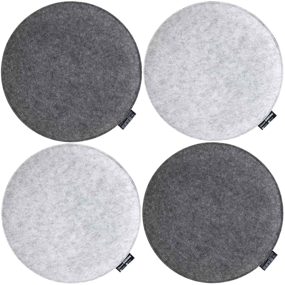 4 Cojines de Fieltro para Sillas Ø 35x3 Cojín de Asiento Redondo 2-colores Gris