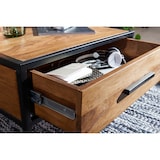 thumbnail of Industrie-Stil Couchtisch, Metall und Holz, Schublade, 50 kg Belastbarkeit. 65x65x38 cm | Kadima Design