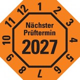 thumbnail of Dreifke® Prüfplakette Nä.Prüftermin 2027,8-eckig,orange,Dokufolie,30x30mm,18 St/Bogen