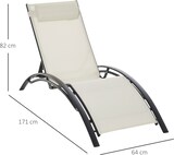 thumbnail of Outsunny Tumbona Reclinable con Respaldo Ajustable Reposacabezas Extraíble Aluminio Beige