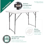 thumbnail of Mesa dobrável sólida para uso público, 120 x 60 x 48/61/74 cm, altura ajustável. Portátil, tampo de mesa em HDPE, The HomeWeeks