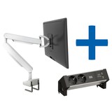 thumbnail of Bachmann ZG1 Monitorhalterung weiß + Desk 2 Alu BLACK Anschlussfeld