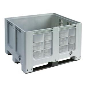 Großbehälter, HxLxB 760x1000x1200mm, 610l, PE, grau, Wände durchbrochen