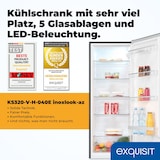 thumbnail of Exquisit Vollraum-Kühlschrank ohne Gefrierfach, 242 Liter, 5 Ablagen, 4 Türablagen, Türanschlag wechselbar, 55 cm Breite, KS320-V-H-040E inoxlook-az