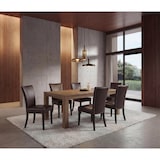 thumbnail of Lote de 6 silla de comedor Chesterfield, silla silla de cocina, remaches ~ imitación de cuero, marrón, patas oscuras