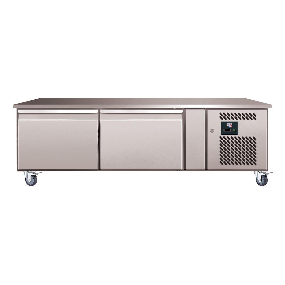 L2G - U-GN2100TN - soubassement refrigere -2/+8°c, gaz r600a 2 portes gn1/1, sur roulettes ø 100 mm