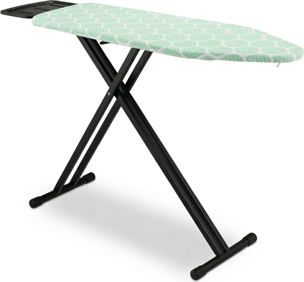Relaxdays Bügelbrett für Dampfbügeleisen, 123 x 39 cm, höhenverstellbar, klappbar, Ablage, Bügeltisch, grün/schwarz
