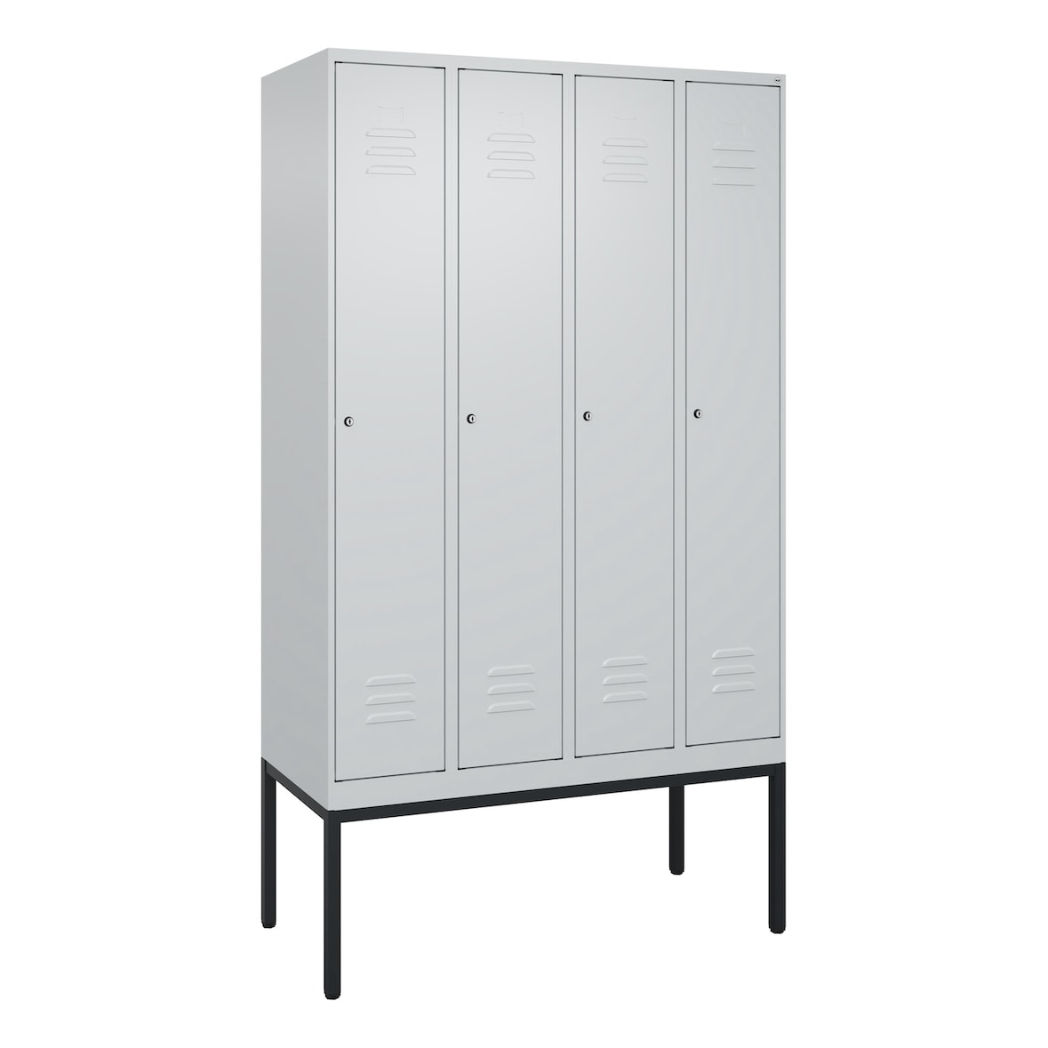 C+P Spind Classic PLUS, Gestell, 4 Abteile, HxBxT 212x120x50cm, Zylinderschloss, Hellgrau/Hellgrau von PROREGAL