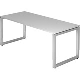 thumbnail of bümö höhenverstellbarer Schreibtisch R-Serie 180x80 cm in grau, Gestell in Silber - großer PC Tisch für's Büro manuell höhenverstellbar,
