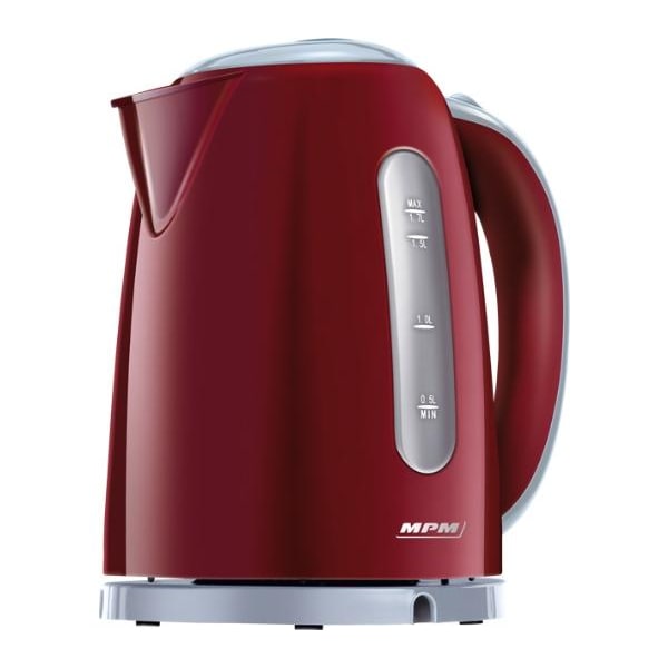 MPM MCZ-85/B2 Hervidor Agua Eléctrico, 1,7L, sin BPA, Resistencia Oculta, Inalámbrico, Apagado Automático, Rojo, 2200W
