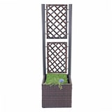 thumbnail of Poly-Rattan Rankgitter HWC-D76, Pflanzkasten Rankhilfe, 142x43x43cm ~ braun