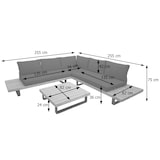 thumbnail of Tuinset HWC-H54, bank loungeset, gesponnen poly acaciahout MVG aluminium ~ bruin, donkergrijze bekleding