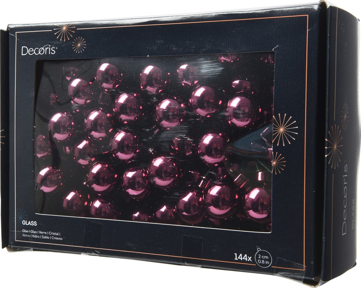 144 Glaskugeln am Draht 2cm Weihnachtskugeln Spiegelbeeren glänzend - kleine Dekokugeln Christbaumschmuck Weihnachtsdeko Dunkel Mauve