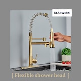 thumbnail of KLARWERK® Björn | Horeca Keukenkraan Goud Twee Douchekoppen | RVS Kraan Keuken 2 Aansluitingen | Dubbele Spoelbak Restaurant Horeca Premium