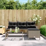 thumbnail of vidaXL Gartensofa in L-Form mit Tisch und Kissen Grau Poly Rattan