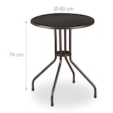 thumbnail of Relaxdays Gartentisch rund, Rattan Optik, Balkontisch klein, Kunststoff und Metall, Bistrotisch, HxD: 74x60 cm, braun
