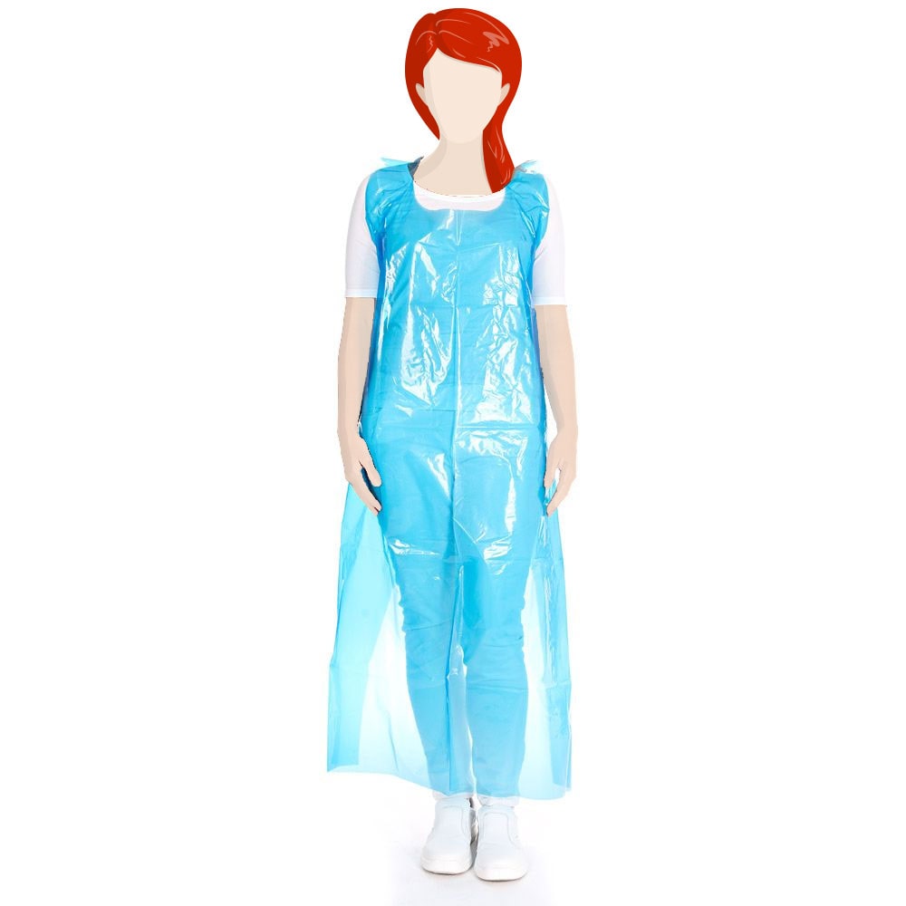 Schürze einweg geblockt ca. 60 my aus LDPE Blau 150x100 cm 25 Stück