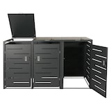 thumbnail of 3er-Mülltonnenverkleidung HWC-E83, Mülltonnenbox Mülltonnenabdeckung, erweiterbar 117x197x80cm ~ anthrazit, Stahl 75kg