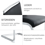 thumbnail of Esszimmerstuhl Schwarz 95x48x42 cm mit ergonomischer hoher Rückenlehne, PU Kunstleder + Leinen Bezug, gepolsterter Sitz, Metallgestell, bodenschonend