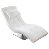 thumbnail of SalesFever Relax ligstoel met nekkussen | hoes kunstleer | frame van roestvrij staal | B 60 x D 170 x H 82 cm | wit