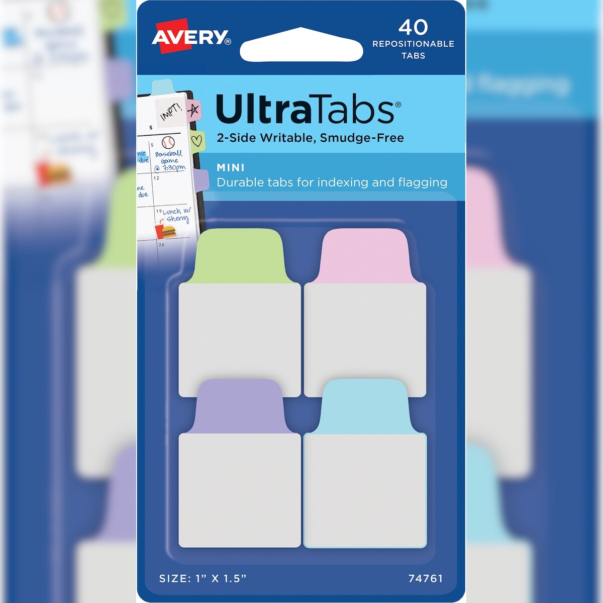 AVERY Haftstreifen UltraTabs 25,4x38,1 mm pastellfarbig VE=20x40 Stück
