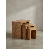 thumbnail of 3er Set Satztisch MUMBAI Massiv-Holz Akazie Wohnzimmer-Tisch Landhaus-Stil Beistelltisch dunkel-braun