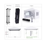 thumbnail of Carpa Plegable 3x3m Blanca - Gazebo 4 Paredes - Protección UV 210D Silver Impermeable - Acero Reforzado - Bolsa Anclajes Catering Fiestas