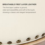 thumbnail of Barhocker aus Echtleder+Holz Weiß mit Rückenlehne 360 Grad drehbar gepolsterter Sitz Barstuhl für Küche Theke, 96x55x55 cm