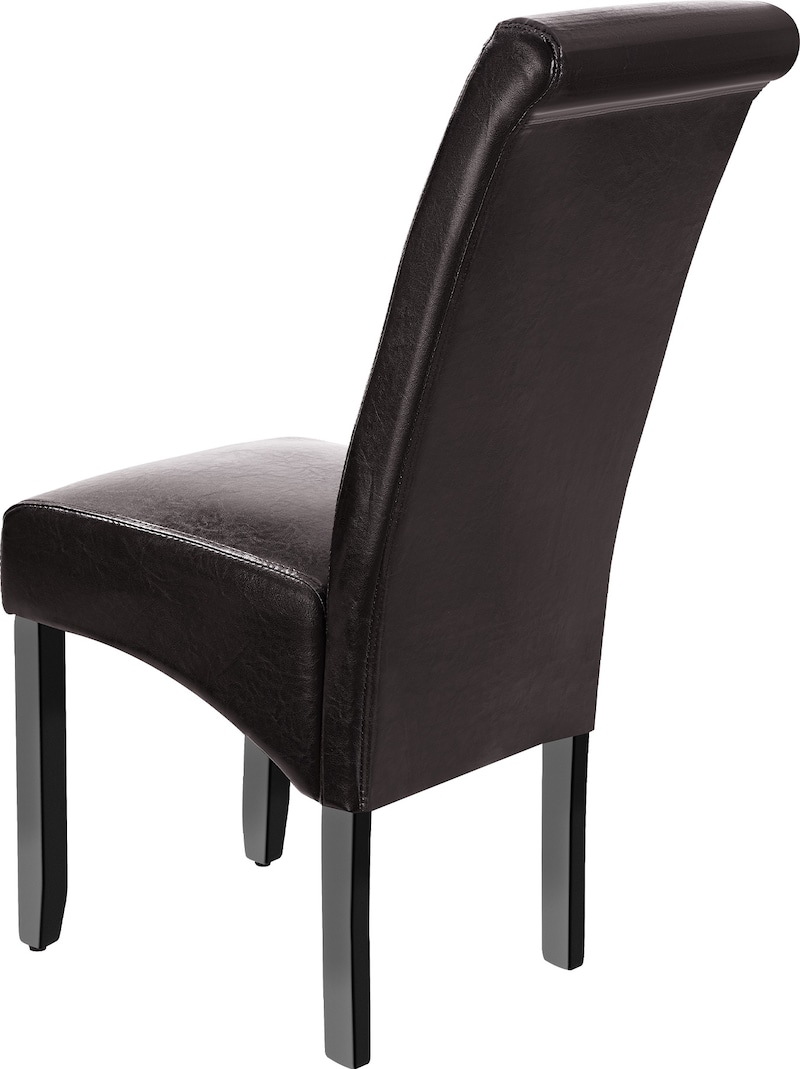 Una sedia marrone con quattro gambe.
