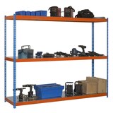 thumbnail of SimonRack Industrieregal, 1500x1200x600 mm, 400 kg am Biegepunkt, 3 Metallböden, Garagenregal, Blau/Orange/Verzinkt- Ecoforte
