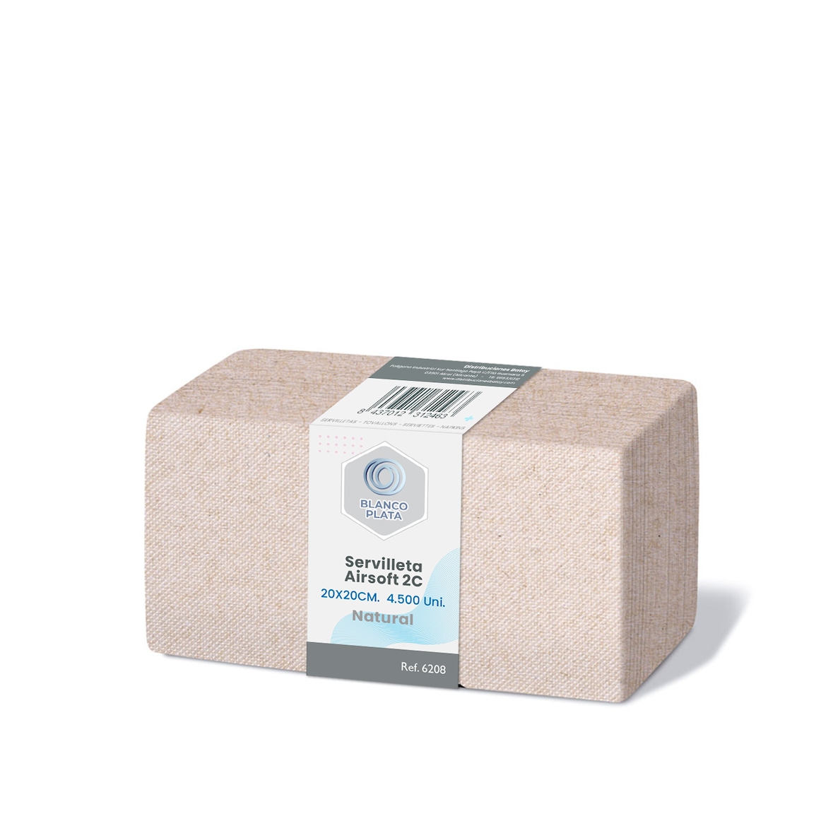 Servilleta Airsoft 20x20cm 2 capas natural Blancoplata 4500 unidades