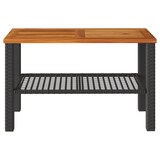 thumbnail of vidaXL Gartentisch Schwarz 70x38x42 cm Poly Rattan Akazienholz