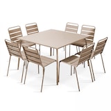 thumbnail of Set aus Gartentisch und 8 Stühlen aus Metall in Taupe