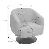 thumbnail of Lounge fauteuil HWC-J76, draaibare cocktail fauteuil, bouclé stof metaal ~ crème-beige