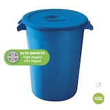 thumbnail of Cubo industrial 100 litros con tapa. Color Azul.