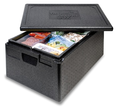 Contentor isolado em polipropileno EPP/PPE preto de 46L adequado para o contentor GN1/1 - Abertura superior - T°C de -40°C a +100°C.