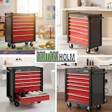 thumbnail of Werkstattwagen "Trutzi" abschließbar  6 Schubladen 78 x 64 cm Kantenschutzleisten Rollcontainer rot