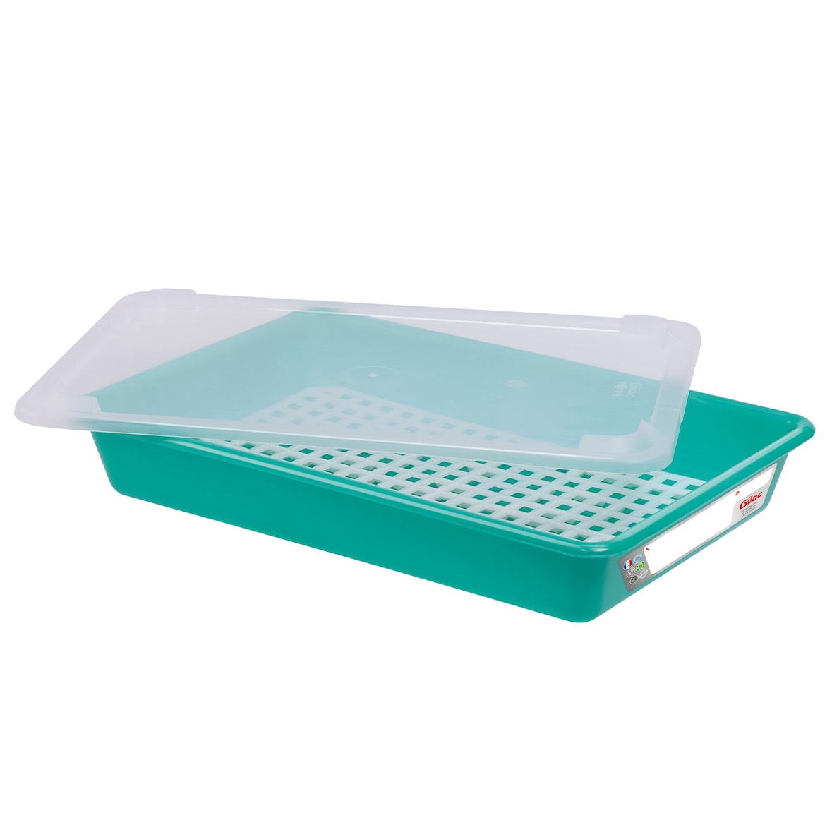 GILAC Bac plat HACCP avec grille + couvercle - 8 L - Vert G190336
