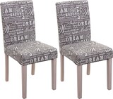 thumbnail of CHEFGASTRO 2er-Set Esszimmerstuhl klassisch und zeitlos HxBxT 90x43x56cm Sitzhöhe 45cm Küchenstuhl Textil mit Schriftzug Beine Struktur - Eiche Grau