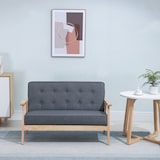 thumbnail of Sofá de 2 Plazas Respaldo y Asiento Acolchado Patas de Madera 114x66x69 cm Gris
