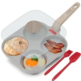 thumbnail of Briebe Sartén 4 Tortitas Huevos Fritos Poché, Tapa Vidrio, Aluminio Antiadherente Libre de PTFE y PFOA, FPE1176, Crema
