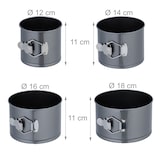 thumbnail of Relaxdays Springform Set, 4-teilig, Ø 12, 14, 16, 18 cm, Carbonstahl, Antihaftbeschichtung, runde Backformen, anthrazit